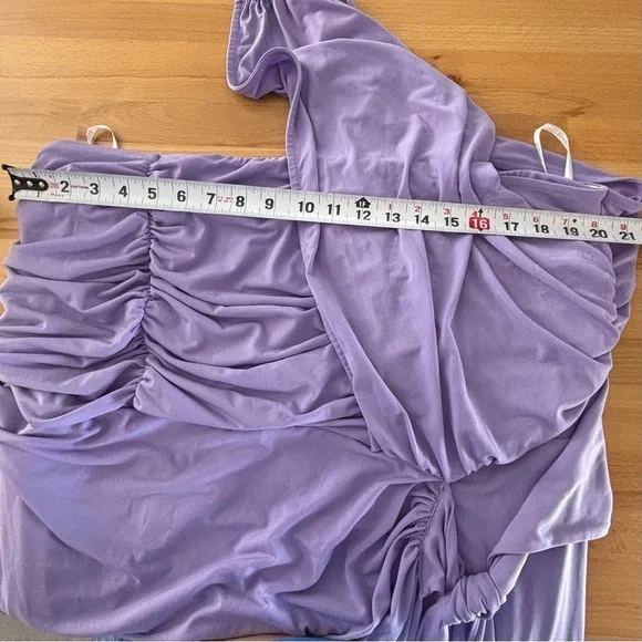 Eloquii Lilac One Shoulder Ruched Wrap Midi Dress Plus Size 22 lavender purple - Picture 6 of 9